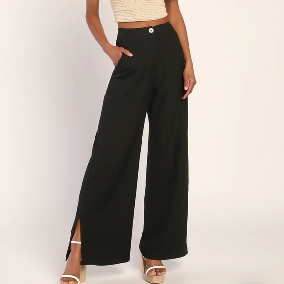 Lulus Pants - NWT Lulu’s Jet Stream Black High Waisted Wide Leg Pants